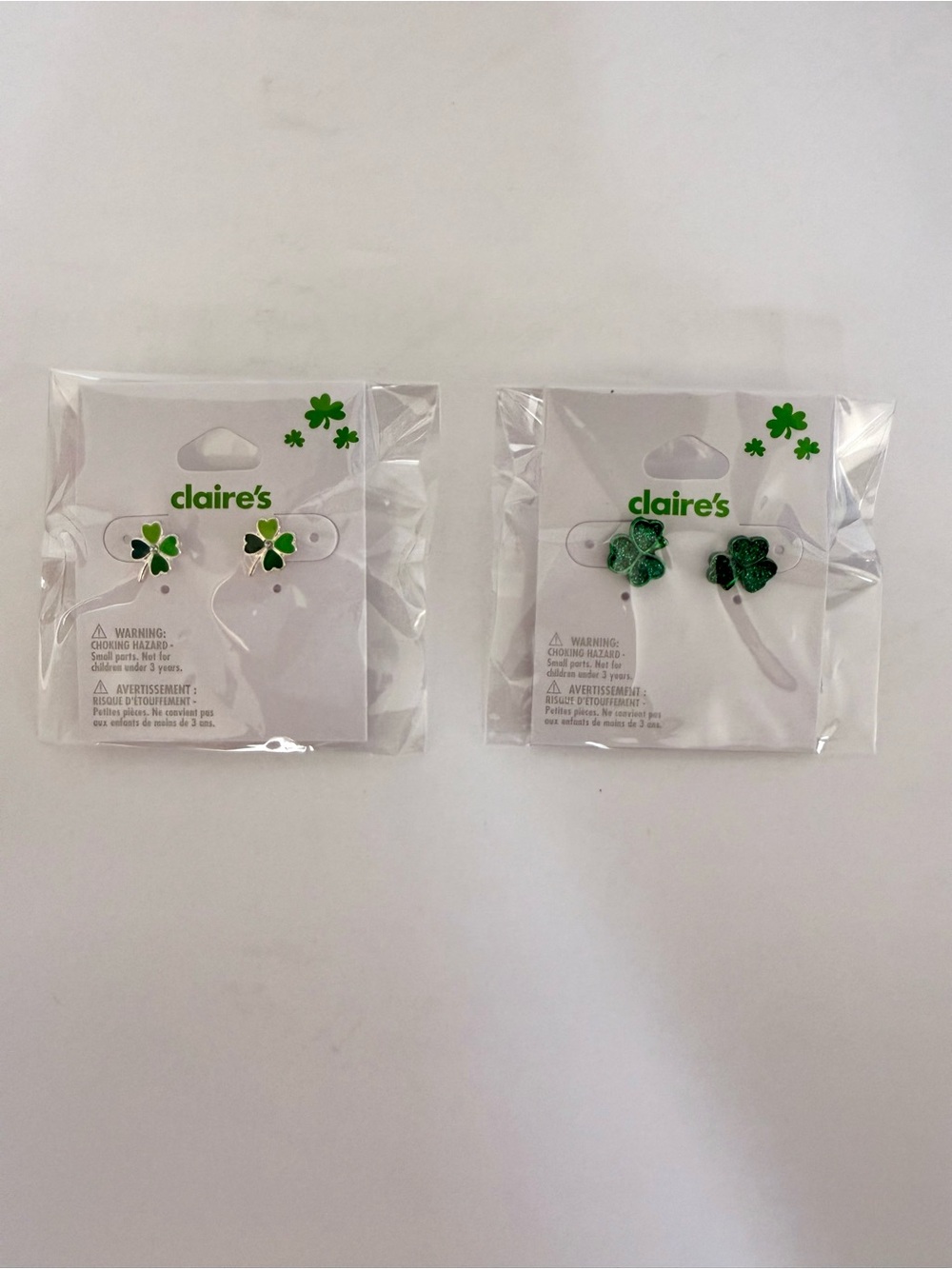 Claire's Green Shamrock Stud Earrings Set